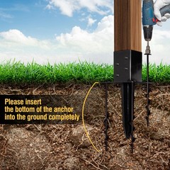 16″ No-Dig 4×4 Ground Spike Post Anchors – Powder-Coated Steel, Includes 4 Co…