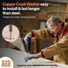 325 PCS, 10 Sizes, Premium Copper Metric Sealing Crush Copper_Washers_325Pcs