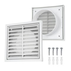 1Set Vent Cover with Built-in Screen Mesh (4″ OD) – Square Louver Air Wall Vent