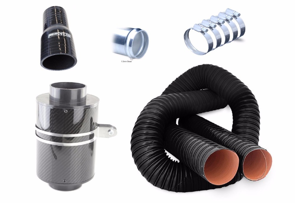 Carbon Fibre Air Box Filter Kit, Silicone Duct, Suits Peugeot models