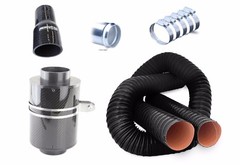 Carbon Fibre Air Box Filter Kit, Silicone Duct, Suits Dodge models