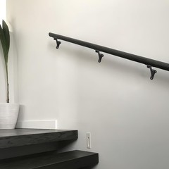 6 Pack 3 Inch Matte Black Hand Rail Bracket Heavy Duty Hardware for Stairways, H