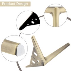 Hojlkld 9.8 Inch Heavy Duty Furniture Legs Antique Bronze Metal Triangle