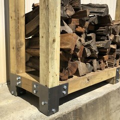 14pc PostHugger™ Firewood Cradle Log Rack Bracket Set For 4×4 Posts – 1/8″ Steel