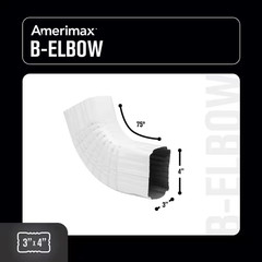 3 In. X 4 In. High Gloss 80° White Aluminum Downspout B-Elbow
