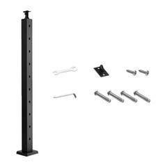 Black Stainless 36in Cable Railing Post 30° Angled Holes & Brackets