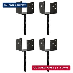 U Shaped 4×4 Deck Post Concrete Anchor Spike, Fence Post Base, Black Powder Coat
