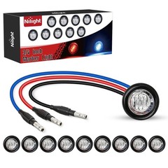 Nilight 3/4″ Dual Color Marker Light 10PCS Red to White Brake Auxiliary Side Mar
