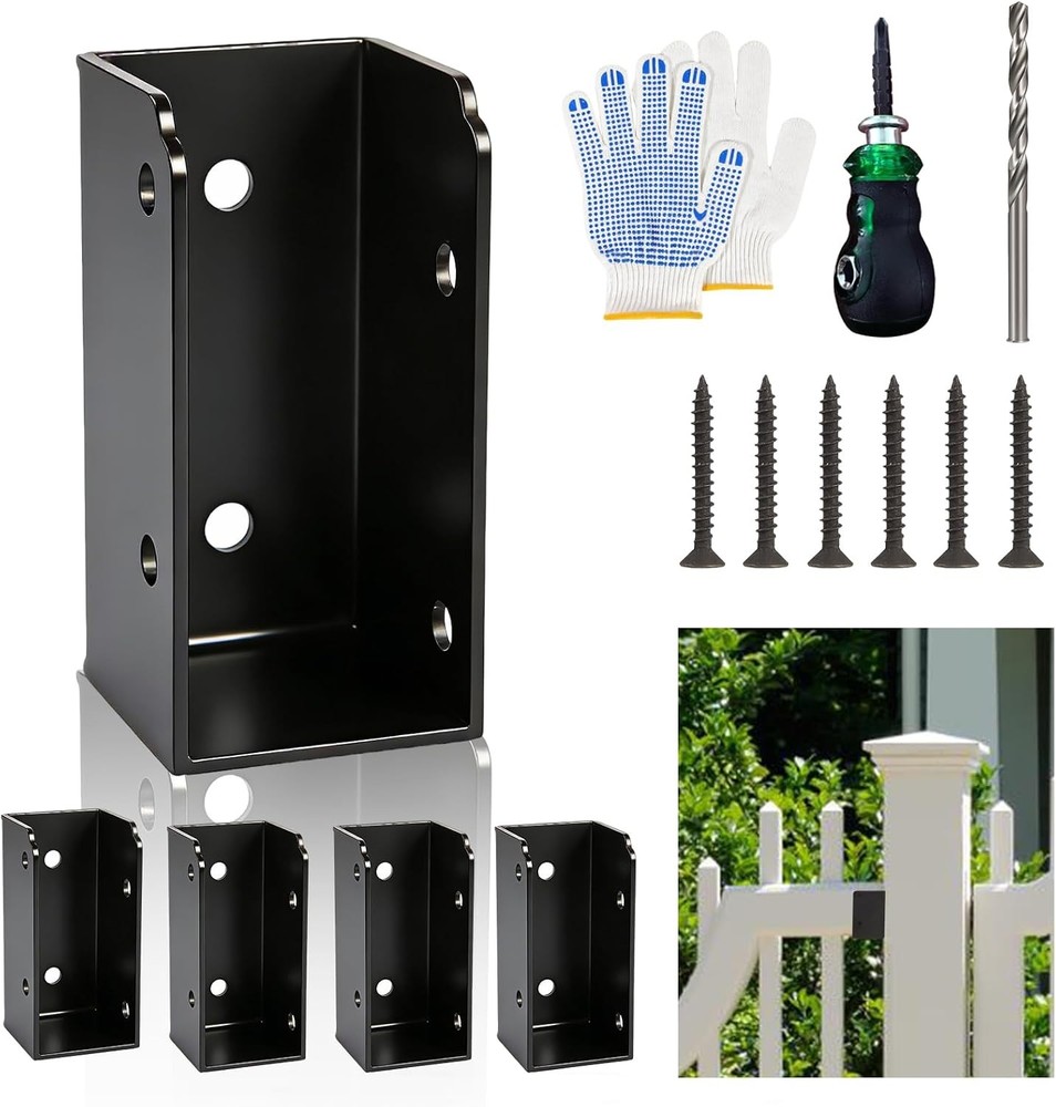 24 Pack U Shaped Deck Rail Bracket Kit Black Steel