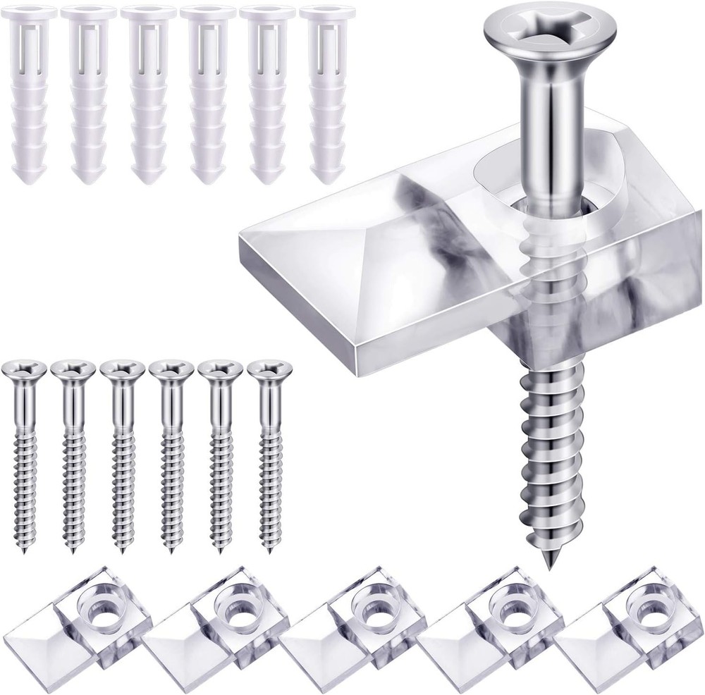 Blulu 20 Pack Mirror Holder Clips for 6 mm in (6/25) Glass Hanging…