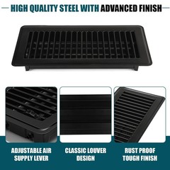 VOISEN Floor Register 4×10, 8 Pack Black Floor Vent Covers, Heavy Duty Steel …