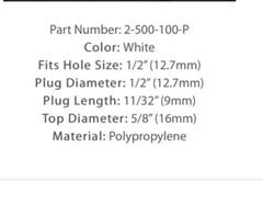 1/2 Inch White Hole Plugs Plastic 8 Pack Locking Sheet Metal