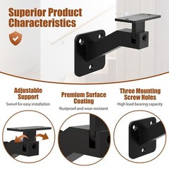 Adjustable Handrail Brackets for Indoor Stairs 4 Pack Black Stair Railing Bra…