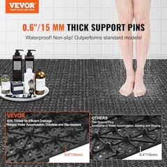 VEVOR Interlocking Tile 55PCS Black 12×12 Drainage Floor Soft PVC