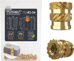 70 Brass Threaded Inserts 2-56 UNC 3D Prints Heat Bushes 3D Pressure Nuts