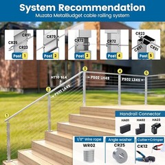 10 Pack 1/8 Cable Railing Hardware Kit for Metal Post T316 Stainless Steel