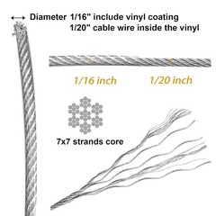 1/16 Inch X 500 Feet Wire Rope Cable Stainless Steel Braided