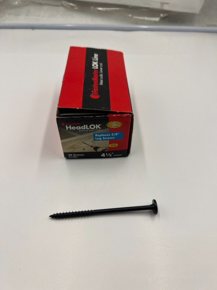 Box of 50-FastenMaster Headlok Structural WoodScrew 4-1/2″Screws Replace 3/8″Lag