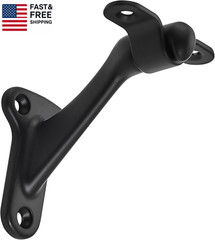 6 Pack 3 Inch Matte Black Hand Rail Bracket Heavy Duty Hardware for Stairways, H