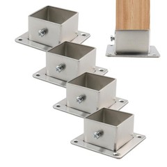 4 Pcs Square Post Bases Stainless Steel Flange Anchor Bases Heavy Duty Post Br