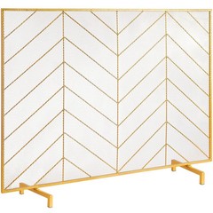 Fireplace Screen Single Panel, Sturdy Iron Mesh Fireplace Screen, 38.6″(L) x29.8