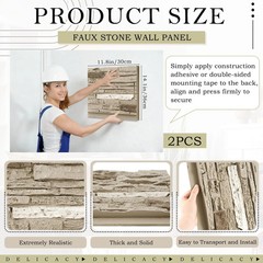 Maasechs 2 Pack DIY 14.1in x 11.8in Faux Wall Covering Panel for Interior Ext…