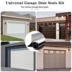 16.5FT Universal Garage Door Seal Kit Rubber Weatherproof 16.5 Feet, Black