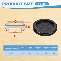 4 Pcs 1-11/16″ Desk Grommet Round Double-Sided Cables Grommet Black