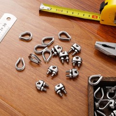 Demissle 100 Pcs 1/8” Wire Cable Clamps Kit M3 Rope Clip Braided Kit Metal S…