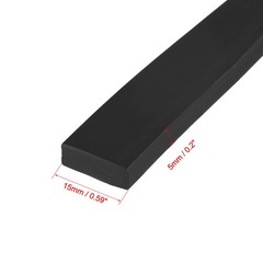 Solid Rectangle Rubber Seal Strip 15mm Wide 5mm Thick, 3 Meters Long Black