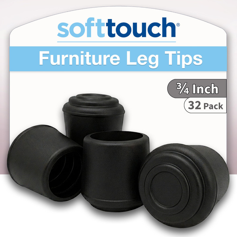 Softtouch 3/4 Round Non-Marking Rubber Slip-On Chair Leg Tips Nonslip