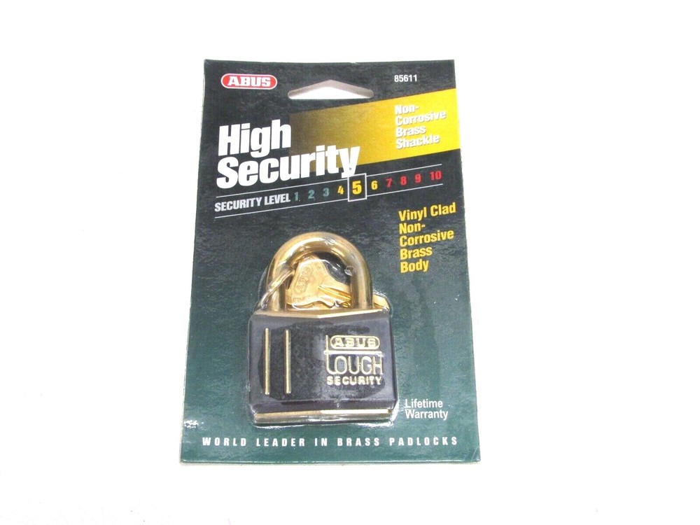 NOS! ABUS HIGH TOUGH SECURITY BRASS PADLOCK W/ KEYS, #85611