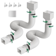 2 Pack Rain Gutter Downspout Extensions, Upgraded Flexible Drain Down Spout Exte