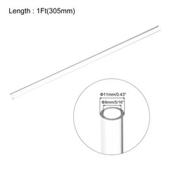 2pcs Clear Rigid Tubing Pipe 8mm(5/16″) ID x 11mm OD 305mm Plastic Tube