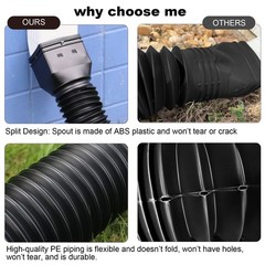 Black 1-Pack Rain Gutter Downspout Extensions Flexible, Drain Downspout Extender