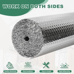 Reflective Bubble Insulation Sheet, Double Side Aluminum Foil 23.6IN X 10FT