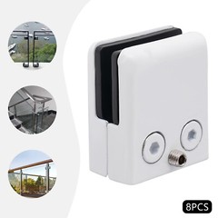 8PCS Stainless Steel Glass Clamp Clip 8-10mm Adjustable Glass Clamp White