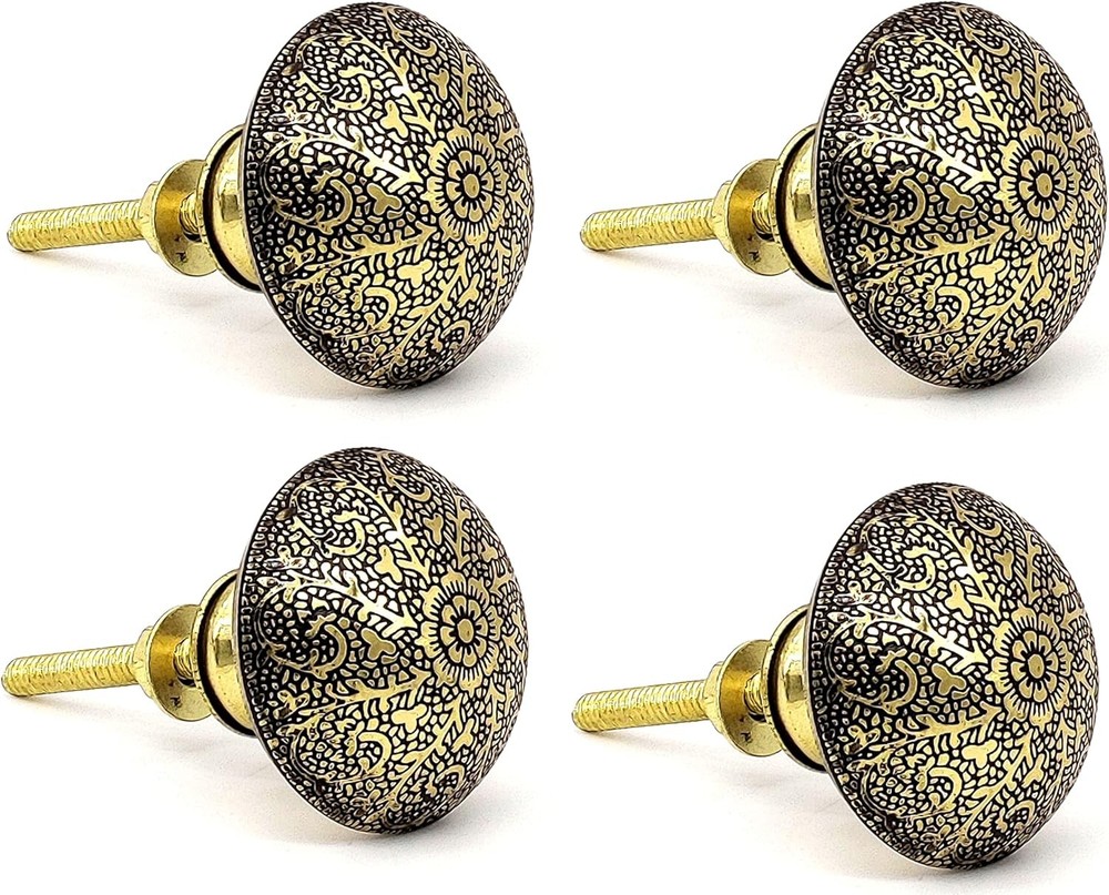 5MOONSUN5 4 Pack Antique Brass Kitchen Cabinet Knobs Pulls, 2.5×1.5, Black