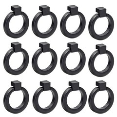 Bonsicoky 12Pcs Round Cabinet Ring Pull Handles Single Hole 12Pcs, Black