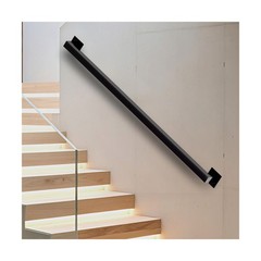 6FT Stair Railing Indoor, Black Metal Wall Mounted Handrail for Stairs, 500lb…