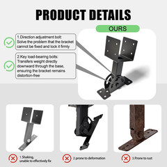 4X4 Heavy Duty Roof Riser Brackets Kit 3 Pcs，Adjustable Angle Pergola Brackets B