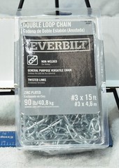 Everbilt 803072 Double Loop Chain #3 x 15 ft. 90 lb. Capacity Zinc Plated