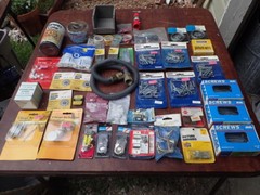 big lot vintage hardware most in original packages screws gas line glass fabric