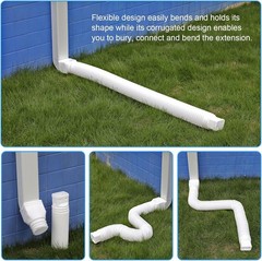plusgutter White-2pack Rain Gutter Downspout Extensions Flexible, Drain Downspou