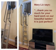 Custom Rustic Pine Loft Library Ladder half-Log,Cabin,Attic,Wood,Wooden Hardware