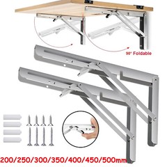 Set of 2 Folding Shelf Brackets Heavy Duty Stainless Collapsible Wall Mounted