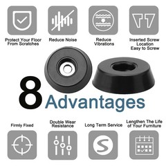 40pcs Rubber Feet Bumper Buffer Cutting Boards Legs Protector with Metal Washer