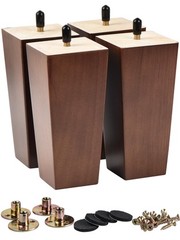 La Vane 10″ Solid Wood Furniture Legs Set of 4 – Square Pyramid Walnut