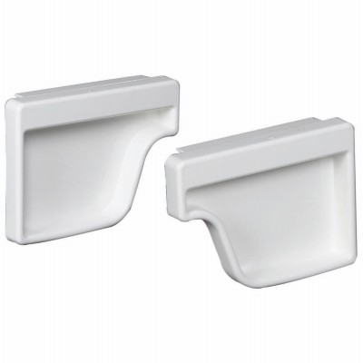 Gutter End Cap, K-Style, Traditional, Vinyl, White, 2-Pc., 5-In. – M0611HP