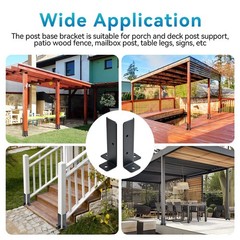 Adjustable Post Base Brackets Fit 2×2 2×4 4×4 Wood Fence Deck Rail Pergola 4pc